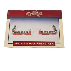 Lemax Dickensvale Porcelain Brick Wall Set of 6 1992 Christmas Village Decor